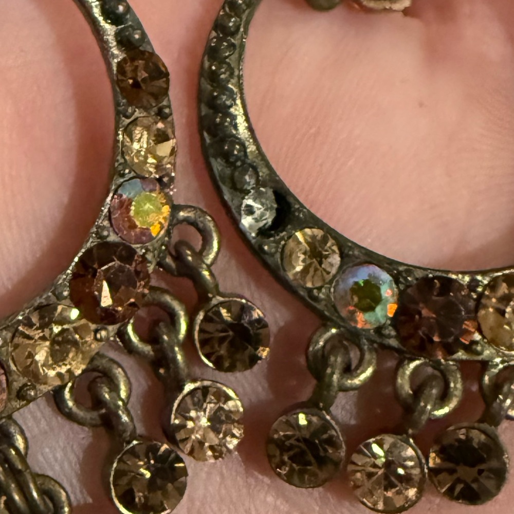 Bronze Boho Crystal Rhinestone Chandelier Drop Earrings - Picture 13 of 15